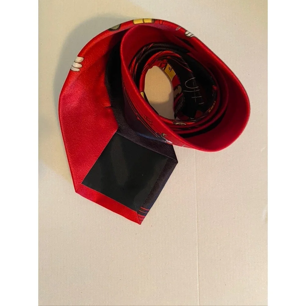 Mickey Unlimited Disney Mickey Mouse Bandleader Red Black Silk Feel Necktie